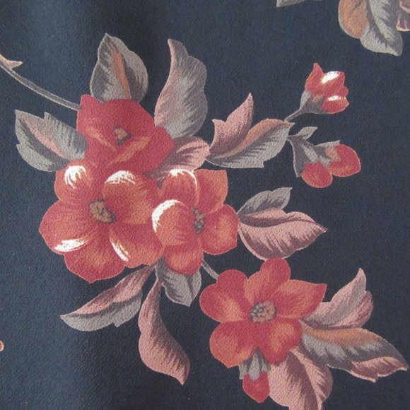 Vintage 1990s black & terracotta floral wrap midi skirt & scarf sz. 16 - Picture 12 of 14